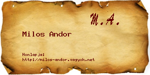 Milos Andor névjegykártya