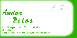 andor milos business card